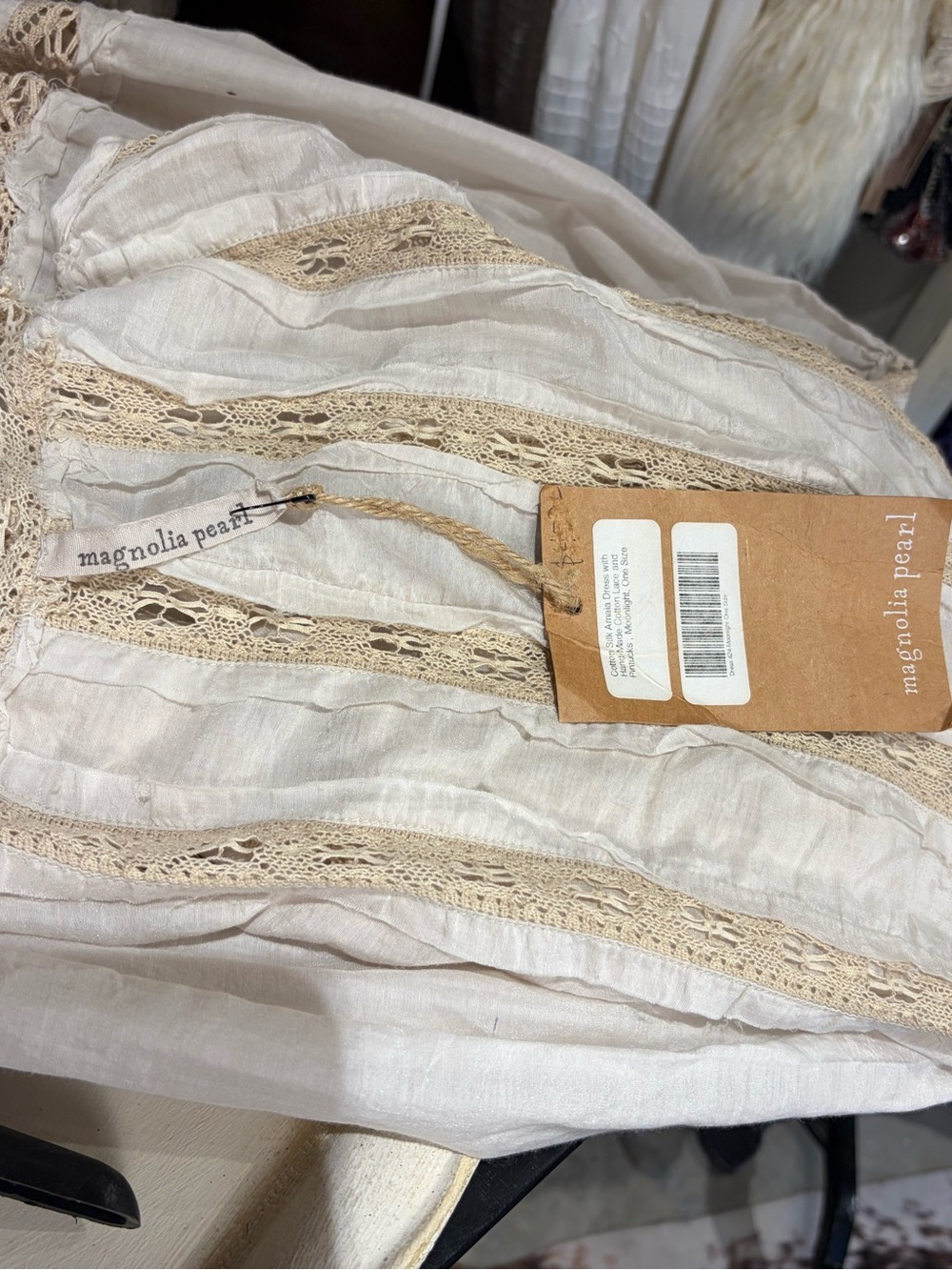 Magnolia Pearl Moonlight  Cream Lace-Trim Maxi Dress - Picture 3 of 8